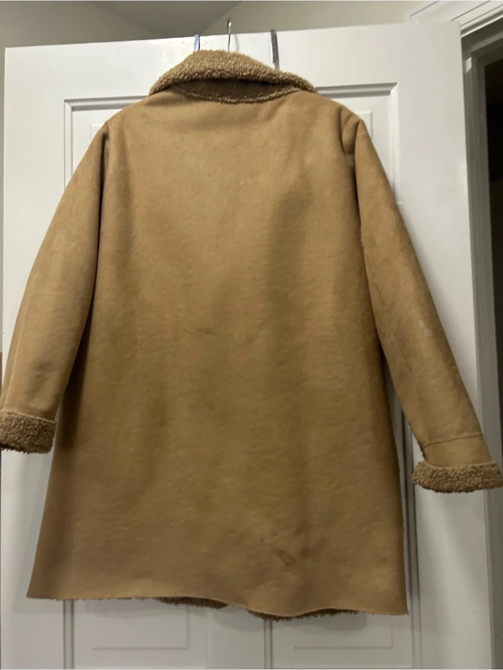Zara reversible coat Camel Sherpa-Trim Pea Coat size 13-14